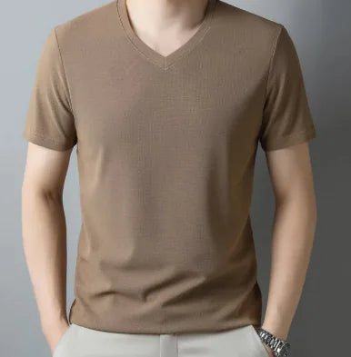 Men's Thin Casual Solid Color And V-neck T-shirt