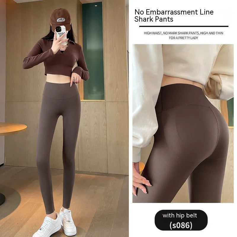 Fleece-lined Thick High Waist Hip Lift Leggings For Women