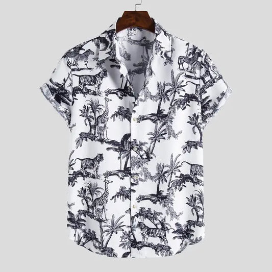Vintage Hawaiian Men's Shirts with Coconut & Giraffe Print