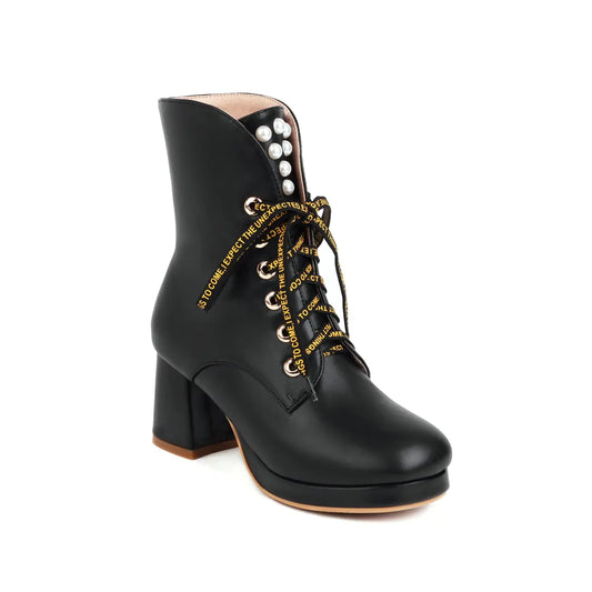 Women's High-Heeled Thick-Soled Martin Boots for Fall/Winter