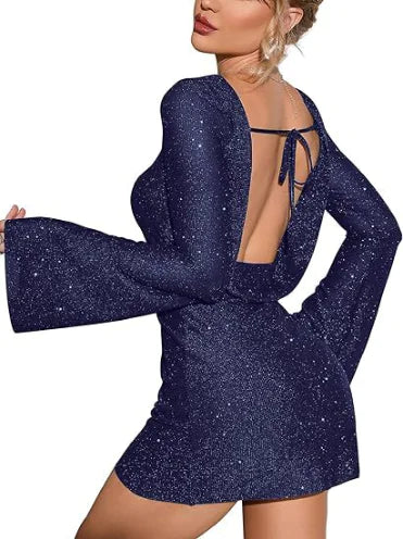 KATE Open Back Sequin Dress - Green, Size L (One Piece)
