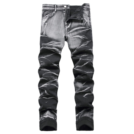 HuuPrr Mens Ripped Jeans Slim Fit Stretch Jeans Distressed Fashion Comfort Pants（530Gray black-34-