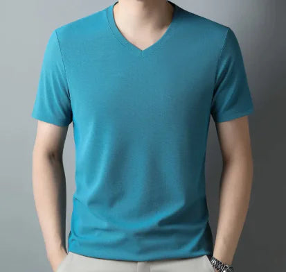 Men's Thin Casual Solid Color And V-neck T-shirt