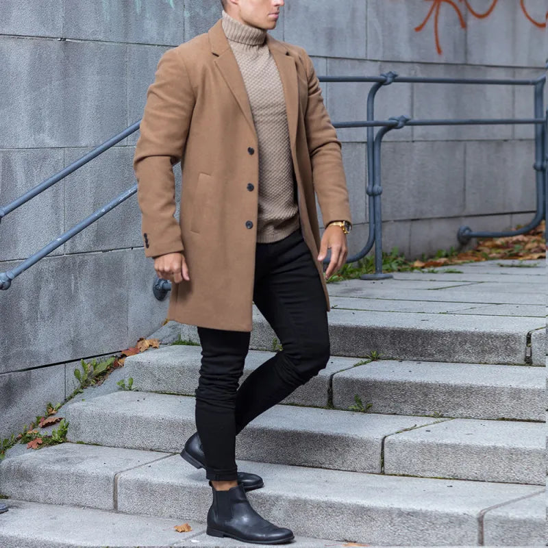 European And American Men's Casual Solid Color Coat